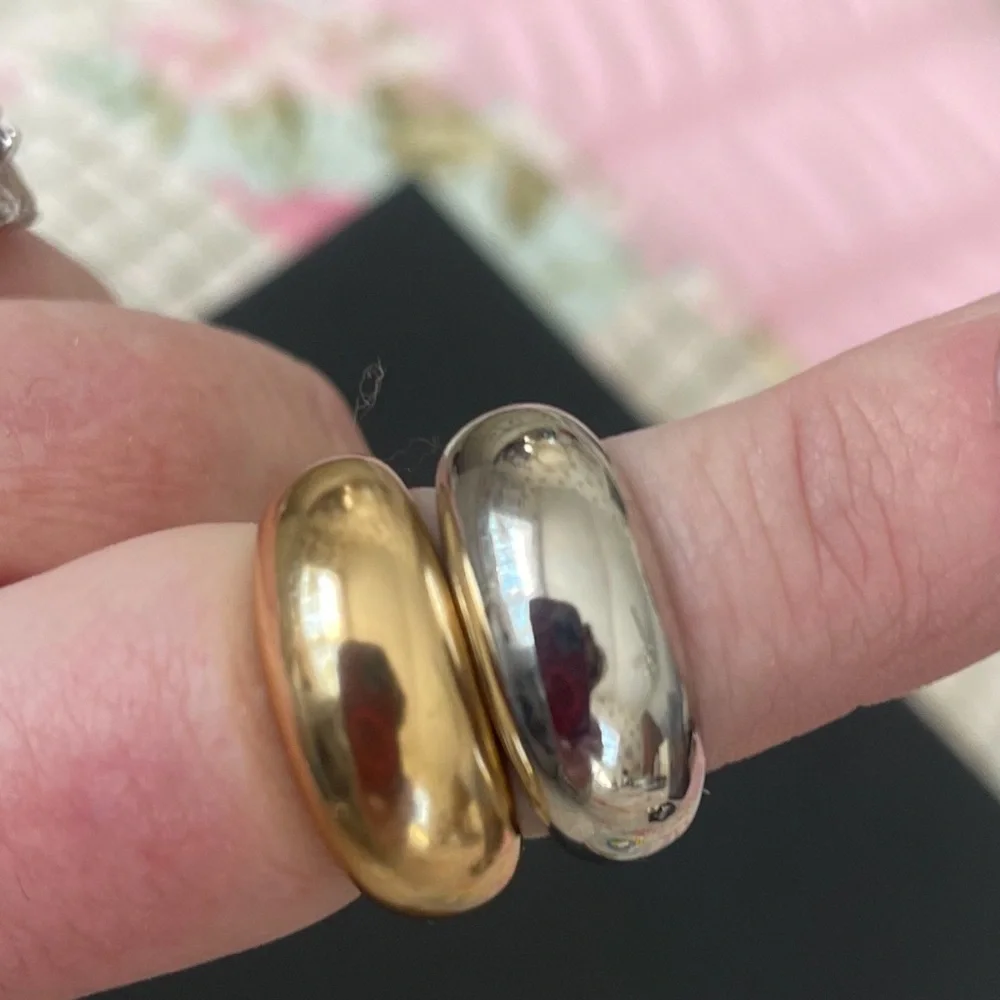 Gold and Silver Dome Rings - Picture 2 of 4